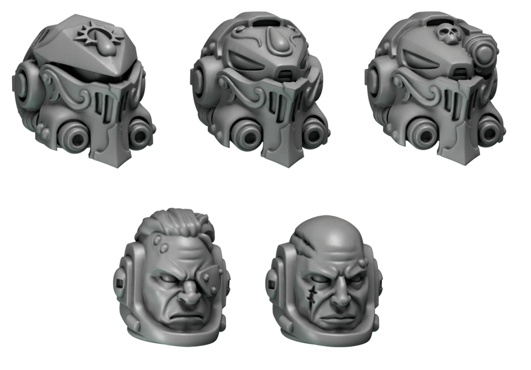 5x Kopf für Massive Rüstungen Crimson Lords