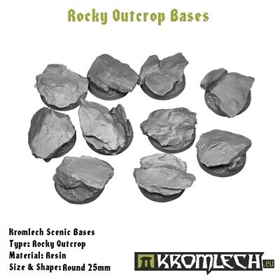 10x Rocky Outcrop Round 25 mm Base Kromlech Bitz KRRB002
