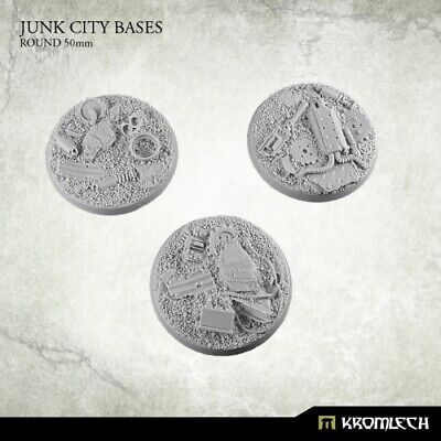 3x Junk City Round 50 mm Base Kromlech Bitz KRRB041