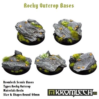 5x Rocky Outcrop Round 40 mm Base Kromlech Bitz KRRB004
