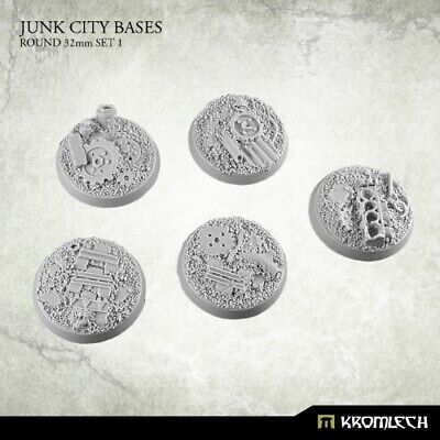5x Junk City Round 32 mm Set1 Base Kromlech Bitz KRRB039
