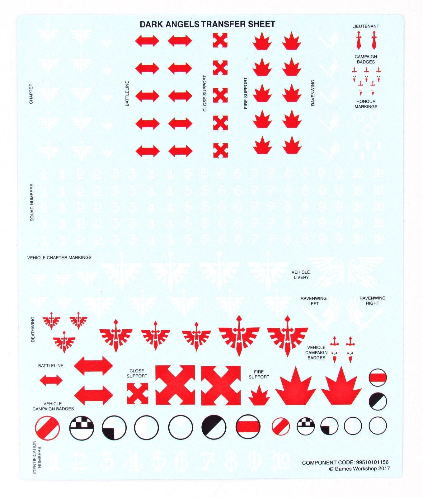 Dark Angels Transfer Sheet / Decals