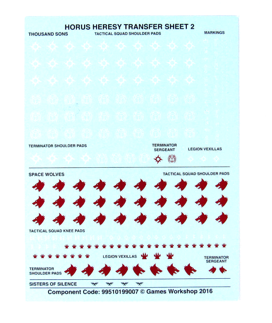 Space Wolves Thousand Sons Horus Heresy Transfer Sheet / Decals