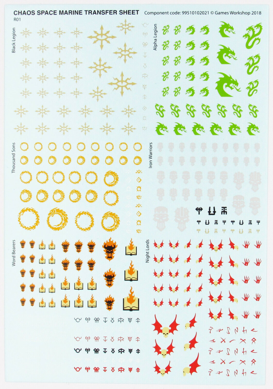 Chaos Space Marines Transfer Sheet / Decals