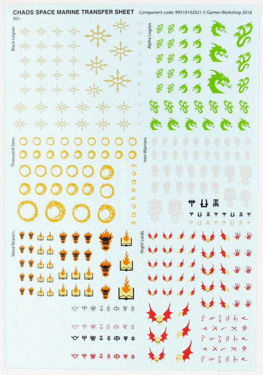 Chaos Space Marines Transfer Sheet / Decals